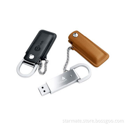 Leather USB Flash Drives with Silkscreen Printing, 83 x 38 x 13mm Drive Size